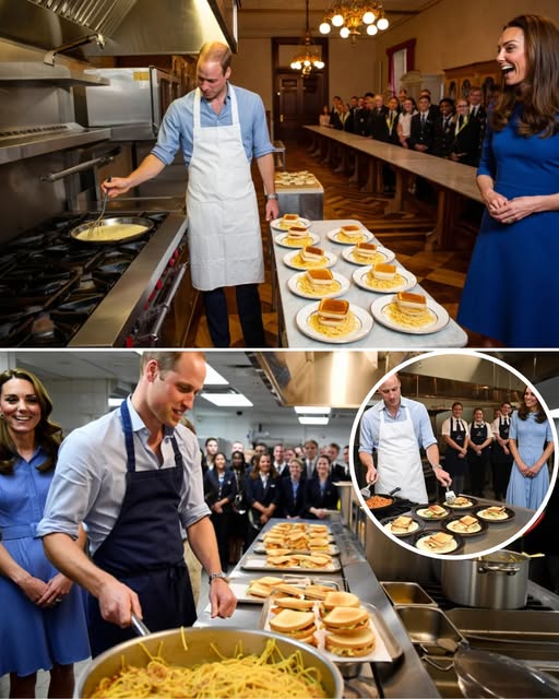“A bet, a tennis court, and a royal kitchen disaster… Prince William kept his word after losing to Kate, stepping into the palace kitchen to cook for over 50 staff members.”