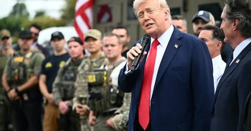 Trump joins police and military forces in Washington streets