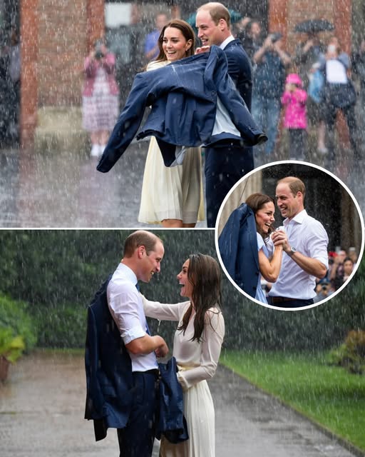What began as a simple charity visit turned into one of the most romantic royal moments in years. As the skies opened and rain poured down, William didn’t rush for cover.