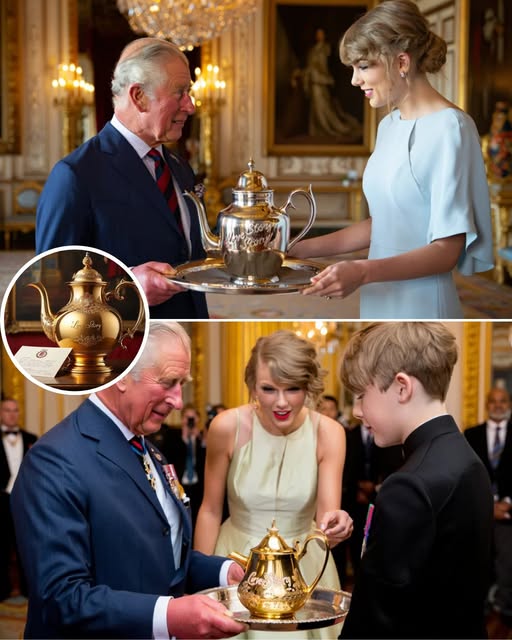 Royal Alert! Buckingham Palace just went full pop star mode! King Charles III reportedly sent Taylor Swift a handwritten letter AND a golden teapot engraved with “Love Story” to congratulate her on her boyfriend’s proposal.