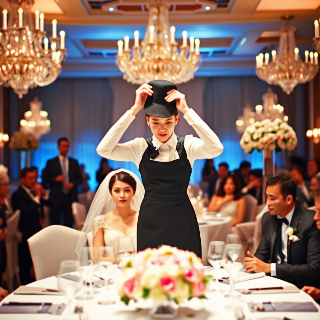 At my ex’s wedding, the bride declared into the microphone, “I saved him from his past life with her.” Guests clapped and raised their glasses—until a waitress approached, removed her uniform hat, and said, “I’m his daughter. There’s something you should know.” The bride’s face changed instantly.