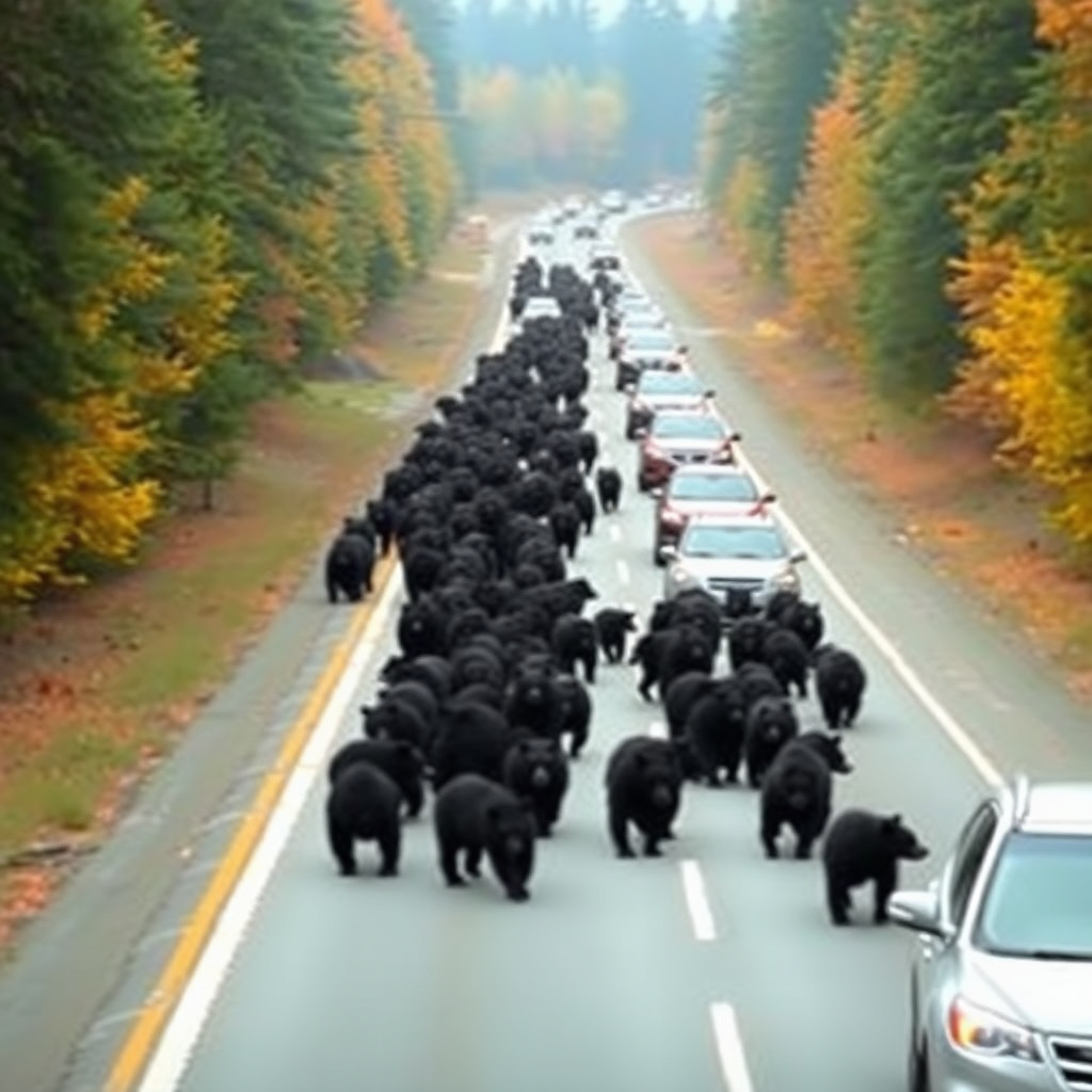 Dozens of bears burst out of the forest onto a busy highway, causing a massive traffic jam: people were in shock and couldn’t understand what was happening until they learned the horrifying truth